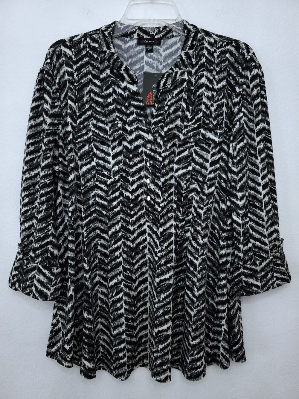 Cocomo Chevron Print 3/4 Sleeve Women's Stretchy Blouse - Size XL